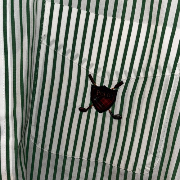 Polo Ralph Lauren classic-fit short-sleeve seersucker shirt in green SZ L​ - Picture 2 of 7